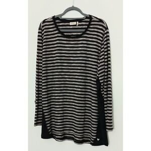 LOGO by Lori Goldstein Sweater Size 1X Sweater Knit Stripe Top With Side Godets